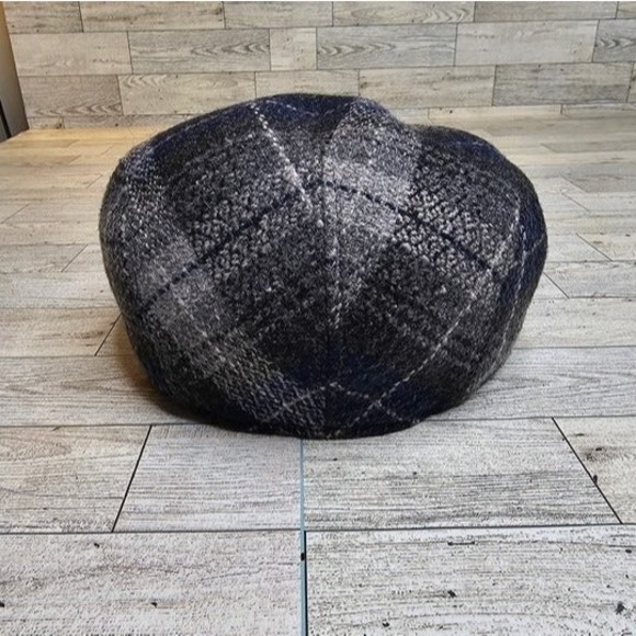 NWOT BIGALLI Blue/Grey Plaid Flat Cap, Boston 4001, Newsboy Style Size Small - Picture 4 of 6